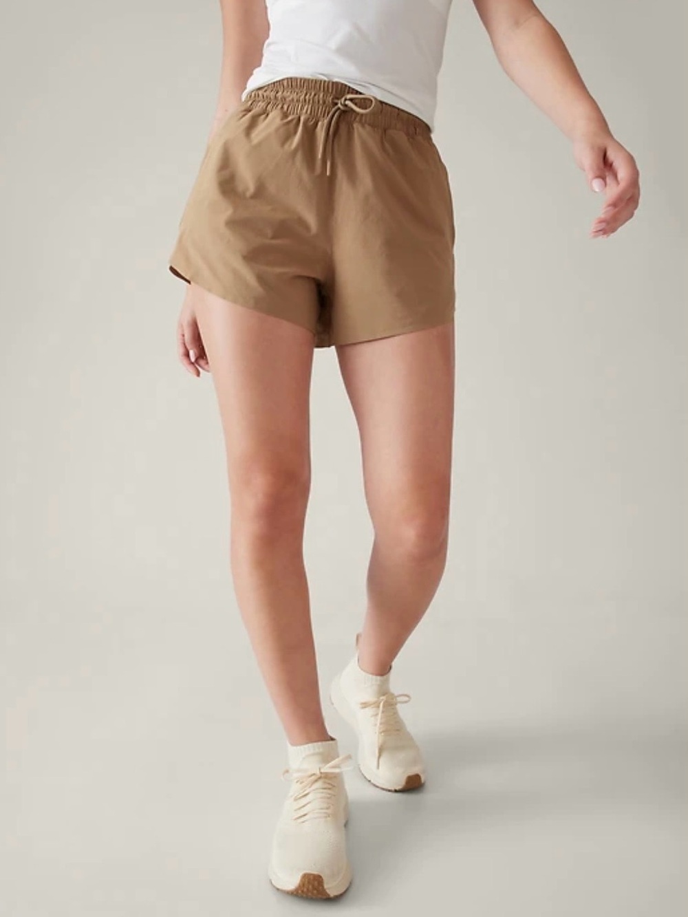 Athleta Tan Drawstring Athletic Shorts